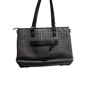 Simply Noelle Elegant Black Woven Tote Bag